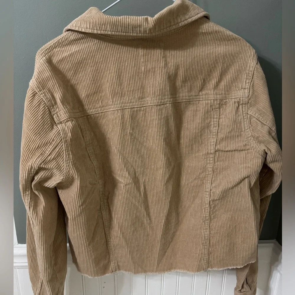 TGLA Women's Tan Corduroy Utility Jacket Cropped Large - Picture 4 of 7
